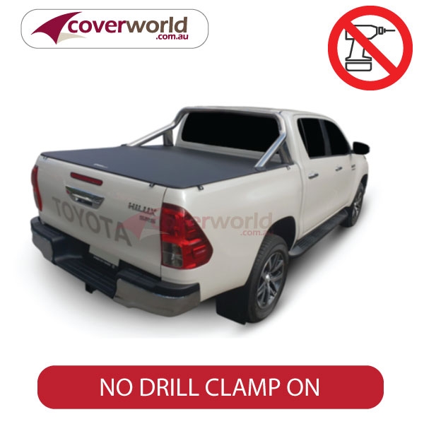 Hilux A Deck Dual Cab  No Drill Clip On Tonneau Cover - with Genuine Sports Bar