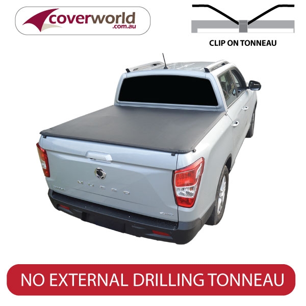 ssangyong musso dual cab -  soft tonneau cover - clip on
