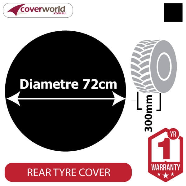 720mm Diametre x 300mm Depth - Spare Tyre Cover - Heavy Duty Black Vinyl
