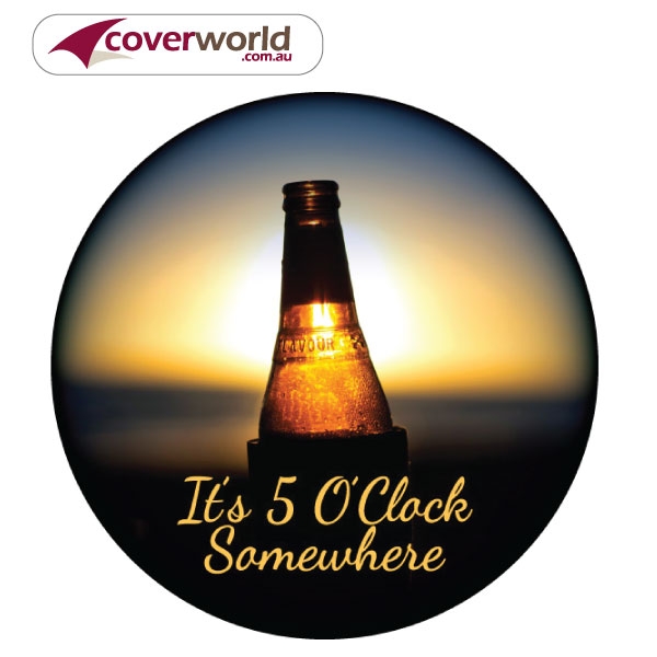 Printed Spare Tyre - Wheel Cover - Its 5 Oclock Somewhere with beer bottle