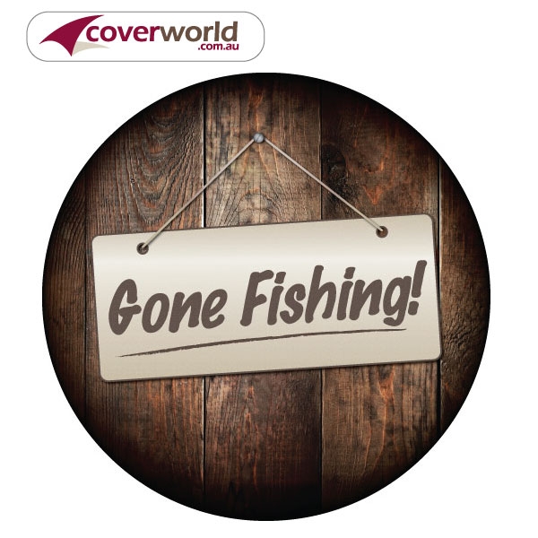 Printed Spare Tyre - Wheel Cover - Gone Fishing Hanging Door Sign Design Perfect Fit Guaranteed - Made in Australia for your Rear Tyre