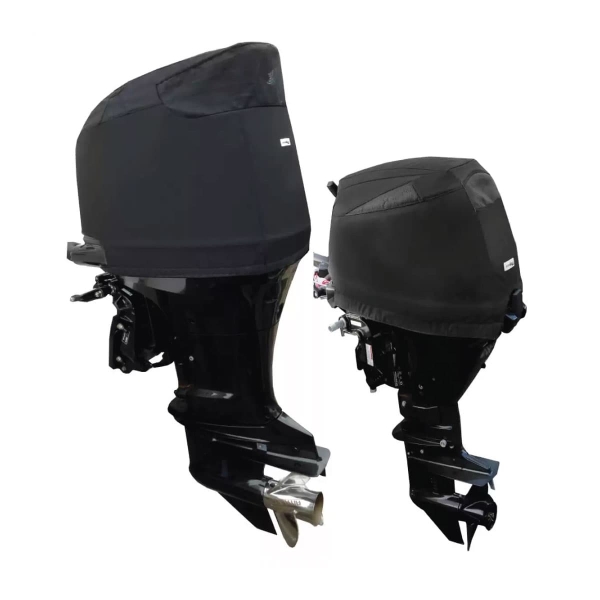 Black Suzuki outboard motor cover - vented for use while motor running -  Buy online from Coverworld Sunshine Coast. Suits suzuki outboard motors DF100A, DF115A, DF140A - 4 CYL 2.0L, DF115BG, DF140BG - 4 CYL 2.0L, DF140, DF150, DF200AP - 2.7 & 2.8L, DF150
